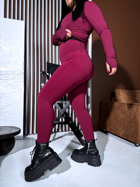Slimming leggings with underwire 3286 - BURGUNDY