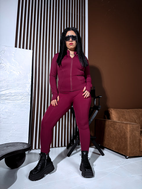 Slimming leggings with underwire 3286 - BURGUNDY