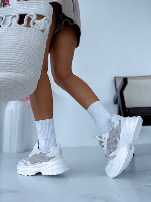 "DUO" sneakers 8925 - CREAMY WITH DARK BEIGE