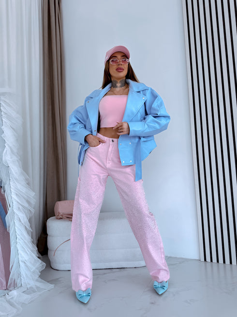 LUX odos imitacijos striukė "GUEST" PU83 - ŠVIESIAI MĖLYNA