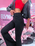 FLARED jeans pants "PURE BLACK" K817