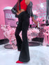 FLARED jeans pants "PURE BLACK" K817