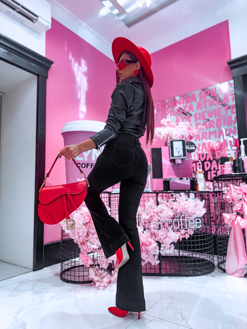 FLARED džinsa bikses "PURE BLACK" K817 PRE-ORDER