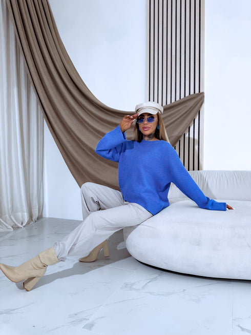 Knitted sweater "HURRICANE PL-4950" - blue