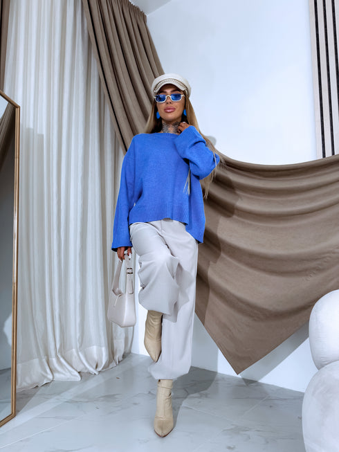 Knitted sweater "HURRICANE PL-4950" - blue