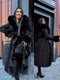 Coat with sewn-in fluff squares - black PRE-ORDER