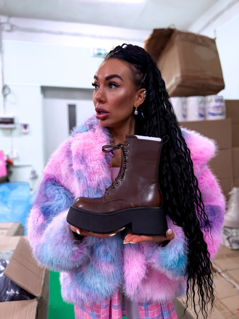 Šņorējami zābaki "LuLu Y2069" - CHOCO