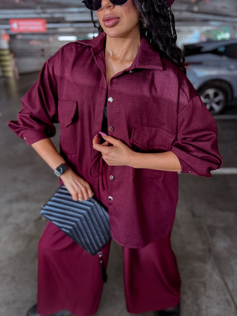 ELYNDI shirt "PLOMBIR V6012" - BORDEAUX