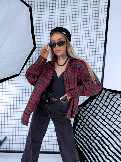 Rūtots krekls "CITY LIMITS H11813" - MELNS AR BORDO