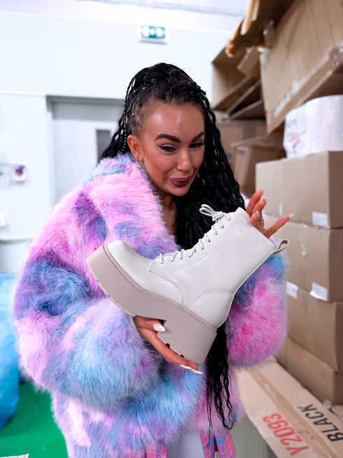 Шнурованные ботинки "LuLu Y2069" - БЕЖЕВЫЕ