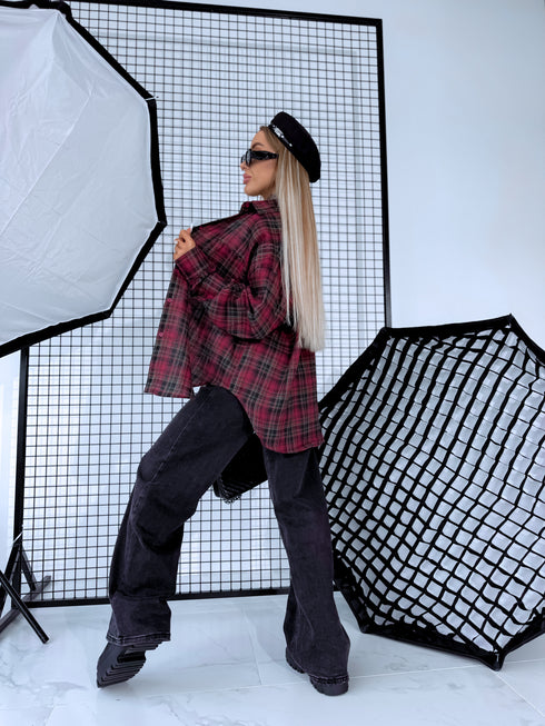 Rūtots krekls "CITY LIMITS H11813" - MELNS AR BORDO