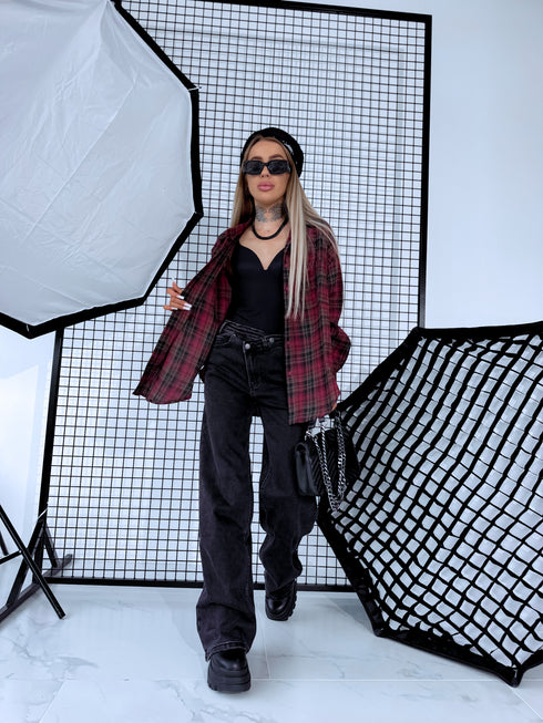 Rūtots krekls "CITY LIMITS H11813" - MELNS AR BORDO