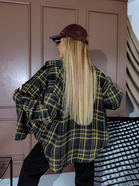 Rūtots krekls "CITY LIMITS H11813" - ZILS AR DZELTENU