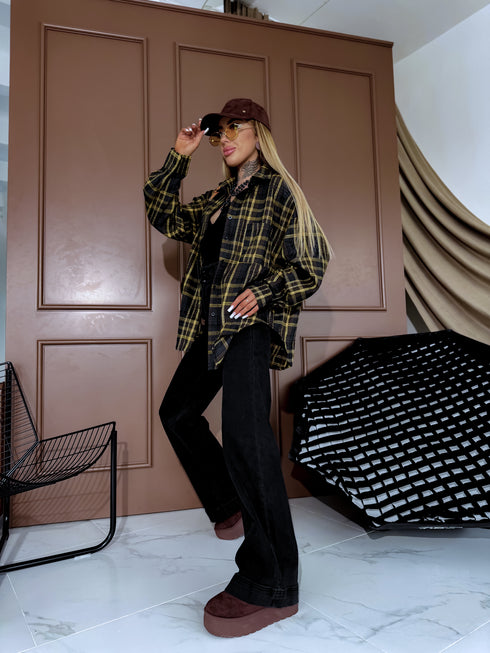 Rūtots krekls "CITY LIMITS H11813" - ZILS AR DZELTENU