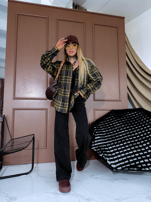 Rūtots krekls "CITY LIMITS H11813" - ZILS AR DZELTENU