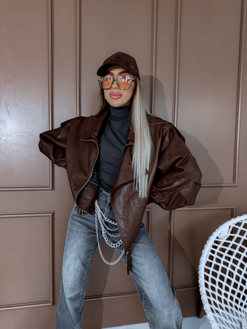 LUX odos imitacijos striukė "MOUSSE N10317" - CHOCO