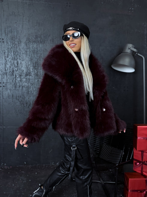 "TROPICS" CV72 mākslīgās kažokādas virsjaka - BORDO