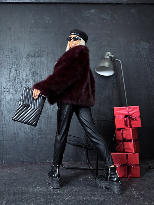 "TROPICS" CV72 mākslīgās kažokādas virsjaka - BORDO