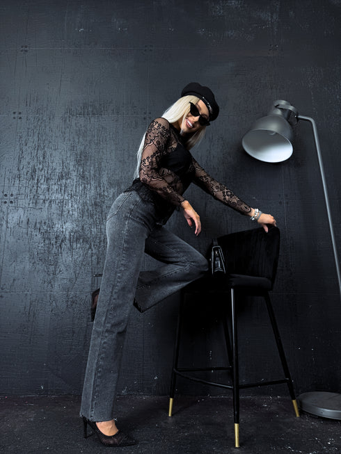 BLACK mesh top "NIANSE"