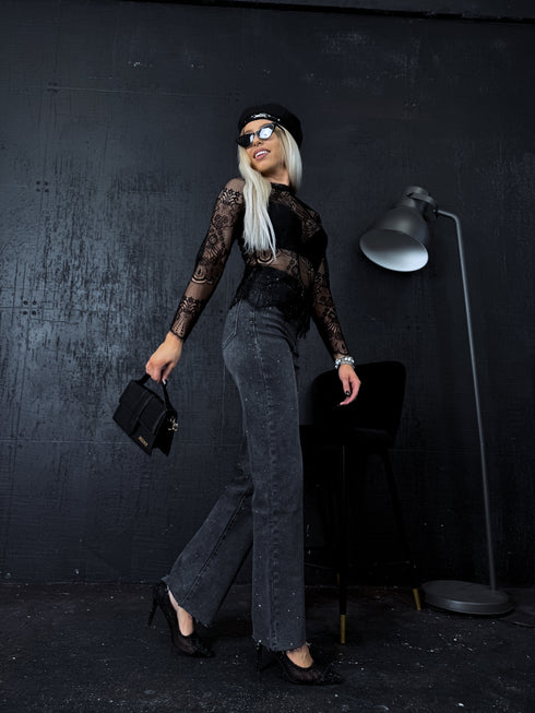 BLACK mesh top "NIANSE"