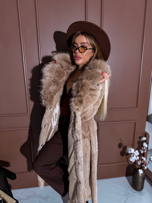 PŪKAINS mētelis "LUX MONT BLANC FL2270" - KAPUČĪNO