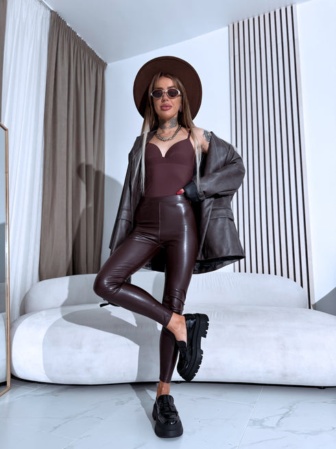 "Septembra" ādas imitācijas legingi VS18001-50 - CHOCO