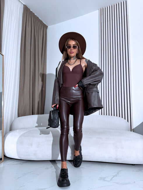 "Septembra" ādas imitācijas legingi VS18001-50 - CHOCO