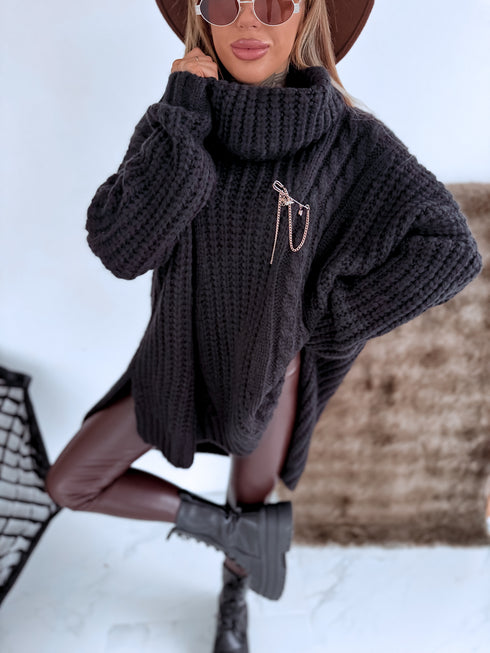 ELYNDI extended wool sweater - BLACK