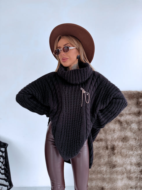 ELYNDI extended wool sweater - BLACK