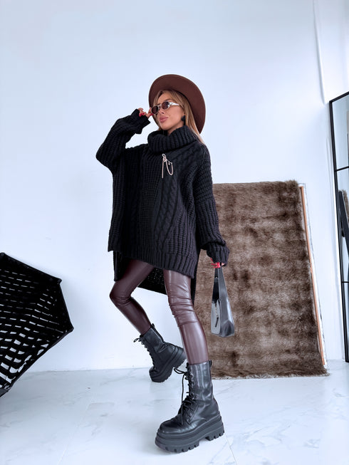 ELYNDI extended wool sweater - BLACK