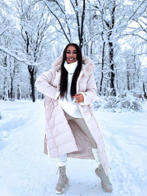 Ilga viršutinė striukė "CLIMATE ZONE" FC7529 - šviesiai smėlinė