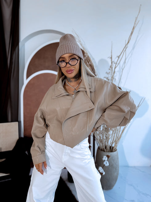 LUX faux leather jacket "MOUSSE N10317" - BEIGE