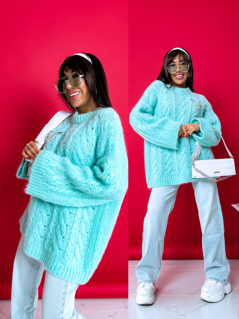 ELYNDI mohēras džemperis - mint