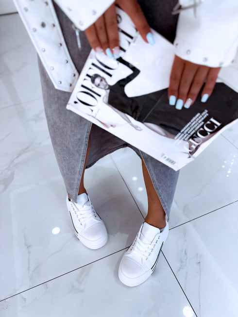 Sneakers with high sole "SEVEN 24033" - WHITE