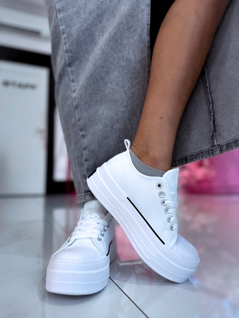 Sneakers with high sole "SEVEN 24033" - WHITE