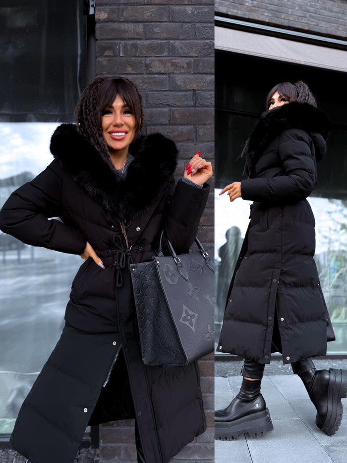 Ilgas paltas "WINTER WEAR FC83" - JUODAS