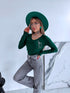 Sweater with V-neck "ALIVE W2001" - EMERALD GREEN