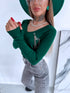 Sweater with V-neck "ALIVE W2001" - EMERALD GREEN