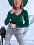 Sweater with V-neck "ALIVE W2001" - EMERALD GREEN
