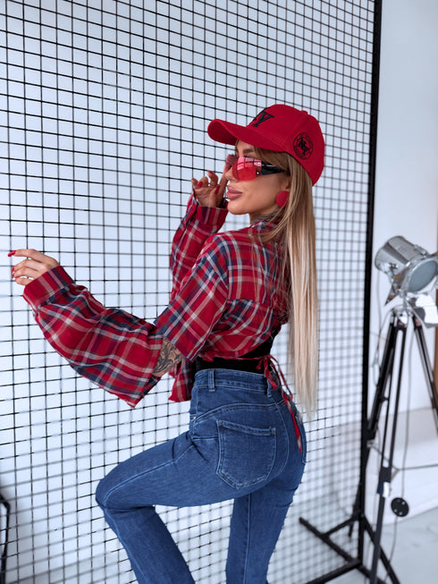 Блузка "DETECT" H12219 - КРАСНЫЙ С СИНИМ