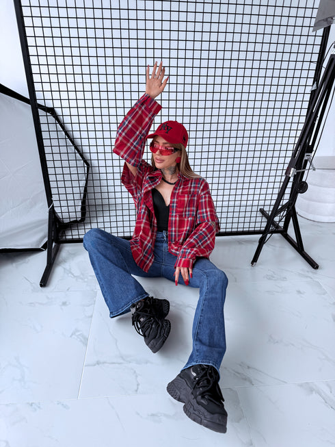 Блузка "DETECT" H12219 - КРАСНЫЙ С СИНИМ