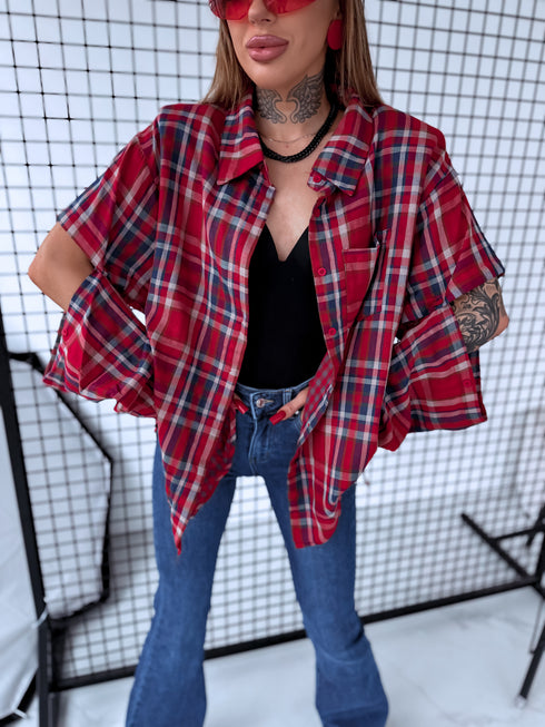 Блузка "DETECT" H12219 - КРАСНЫЙ С СИНИМ