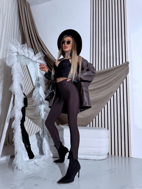 Legingi ar rāvējslēdzējiem "SAVE" 7934 - CHOCO