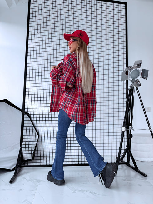 Блузка "DETECT" H12219 - КРАСНЫЙ С СИНИМ