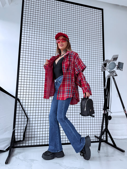 Блузка "DETECT" H12219 - КРАСНЫЙ С СИНИМ