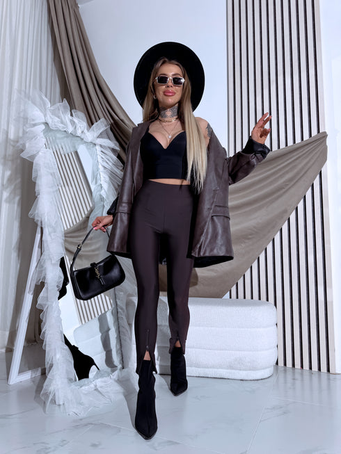 Legingi ar rāvējslēdzējiem "SAVE" 7934 - CHOCO