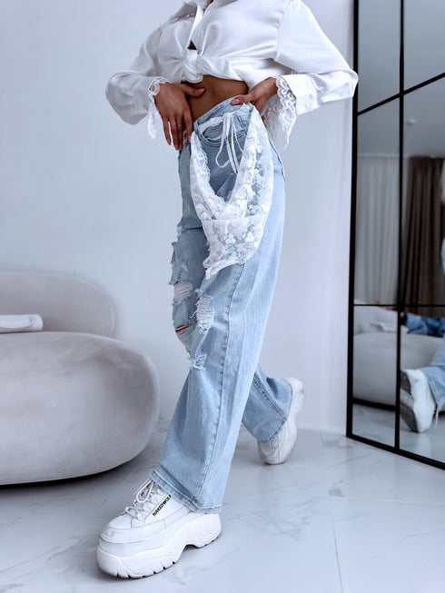 "ICON GIRL LW-671" džinsa bikses + aksesuārs - GAIŠI ZILAS