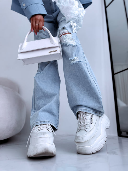 "ICON GIRL LW-671" džinsa bikses + aksesuārs - GAIŠI ZILAS