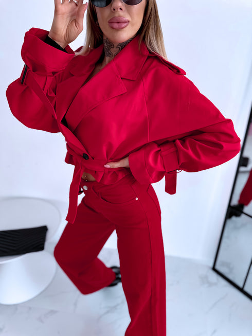 Crop jacket "CASUAL EDIT" V2468 - RED PRE-ORDER