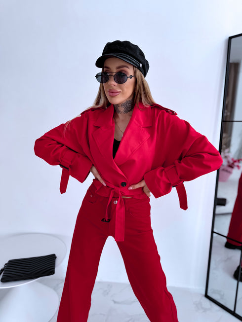 Crop jacket "CASUAL EDIT" V2468 - RED PRE-ORDER